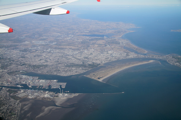 Dublin Port and Bull Island from sky