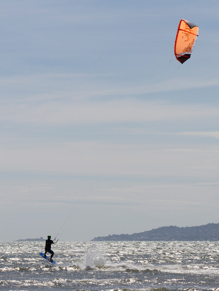 Kite Surfer jumping over Dalkey Island 