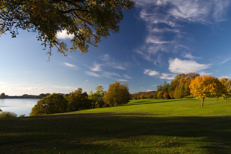 10th hole Tulfarris Golf Club & Blessington Lakes Autumn evening